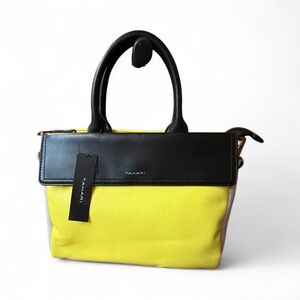 Tahari Yellow and Black Shoulder and Crossbody 2 Way Bag NWT